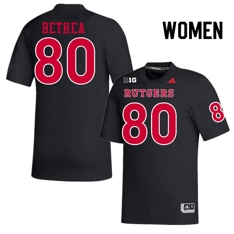 Women #80 Aaris Bethea Rutgers Scarlet Knights 2024 College Football Jerseys Stitched-Black